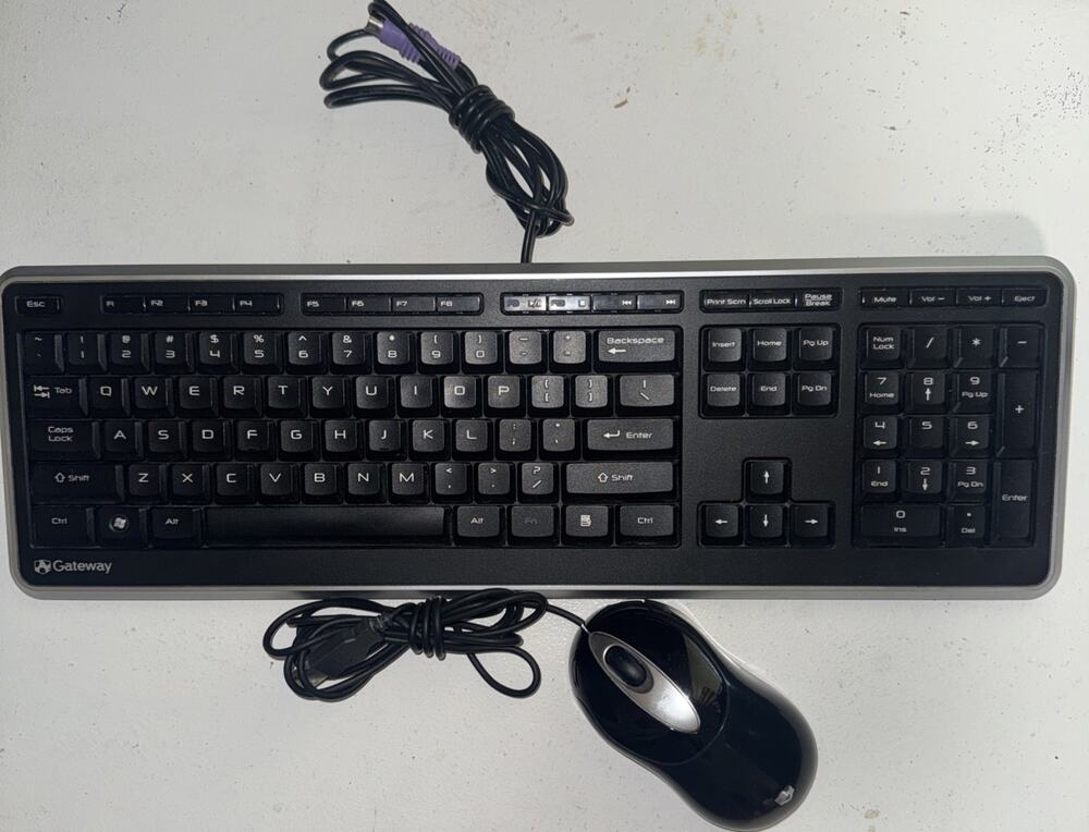 GATEWAY KB-0817 Black Wired PS/2 Multimedia Keyboard Tested OEM mouse USB MOAKUO